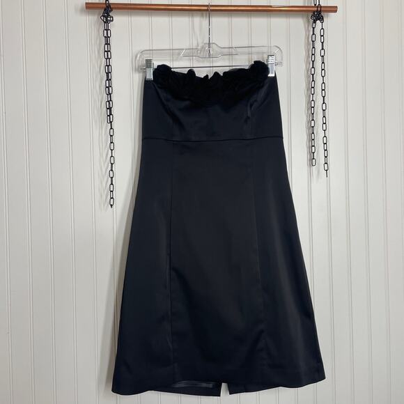 New York & Company Black Strapless Applique Evening Cocktail Dress Size 8 - Picture 1 of 9